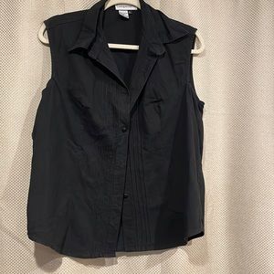 PTP 23 inches, 25” classic cotton blouse with no sleeves, basic Black